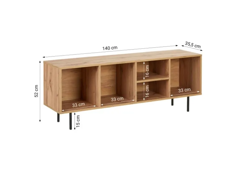 Homestyle4u TV Board Holz TV-Schrank Lowboard Unterschrank Sideboard 140cm