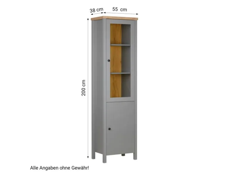 Homestyle4u Vitrine Highboard Kommode Wohnzimmerschrank Holz Grau