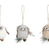 House of Seasons Ornament Eule 3-fach Sortiert 9 cm x 5,5 cm x 4,5 cm Braun FSC®