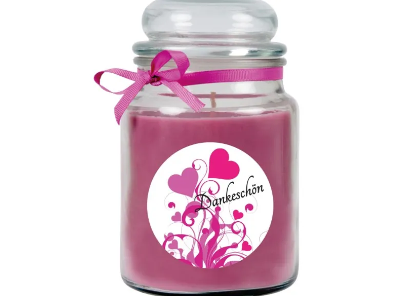 HS Candle Duftkerze & Bonbon Glas Danke Lavendel Lila