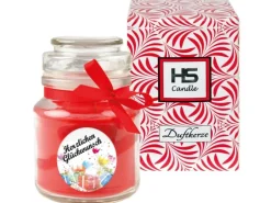 HS Candle Duftkerze & Bonbon Glas Geburtstag Rose Rot