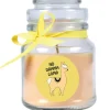 HS Candle Duftkerze & Bonbon Glas Comic Vanille Gelb