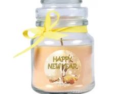 HS Candle Duftkerze & Glas Neujahr Creme Bonbon 30h