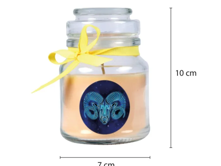 HS Candle Duftkerze & Glas Sternzeichen Vanille 30 Stunden Widder