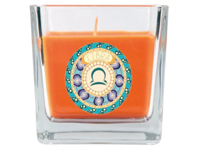 HS Candle Duftkerze & Glas Sternzeichen Honigmelone 50 Stunden Waage