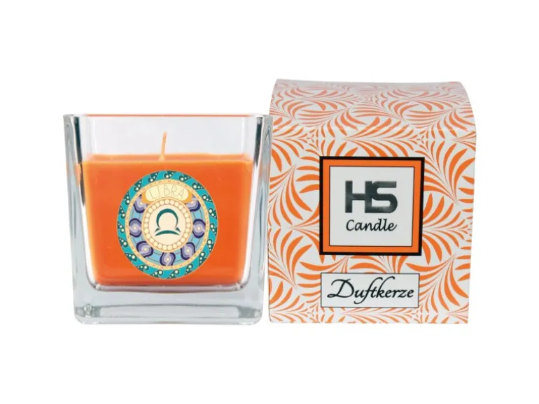 HS Candle Duftkerze & Glas Sternzeichen Honigmelone 50 Stunden Waage