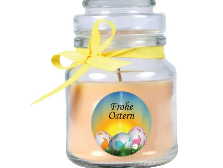 HS Candle Duftkerze & Glas Frohe Ostern Bonbon Ø7 cm Vanille Ostereier