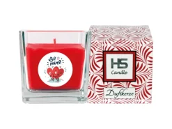 HS Candle Duftkerze & Glas Valentinstag Viereck 50h Be Mine