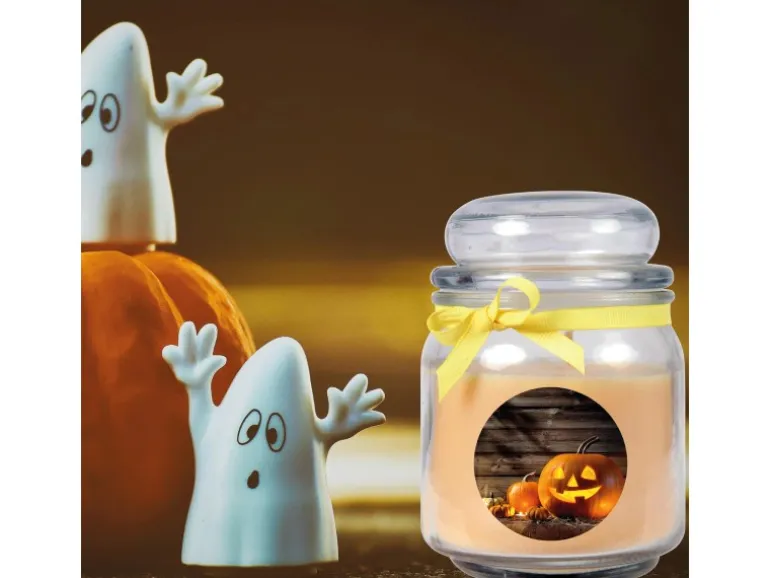 HS Candle Duftkerze & Glas Halloween Creme Bonbon 70h