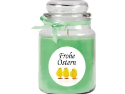 HS Candle Duftkerze & Glas Frohe Ostern Bonbon Ø10 cm Coconut Limes Küken