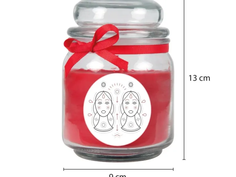 HS Candle Duftkerze & Glas Sternzeichen Rose 70 Stunden Zwillinge