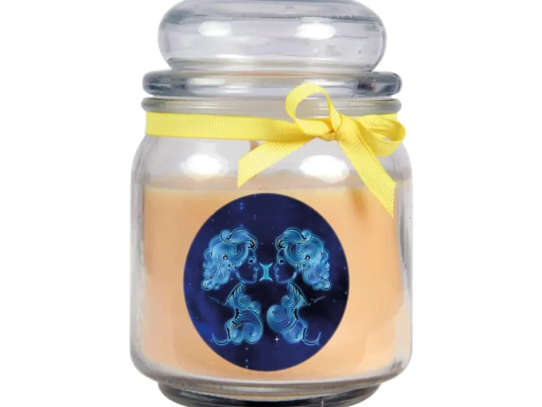 HS Candle Duftkerze & Glas Sternzeichen Vanille 70 Stunden Zwillinge