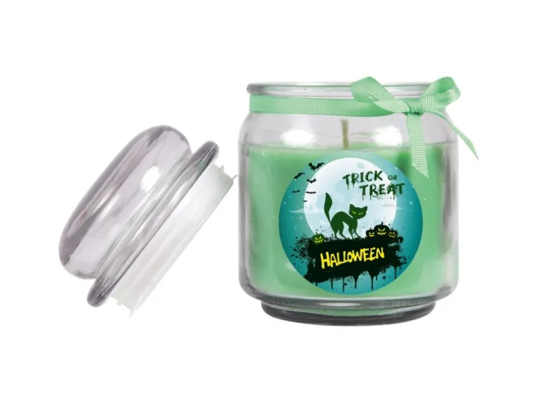 HS Candle Duftkerze & Glas Halloween Grün Bonbon 70h