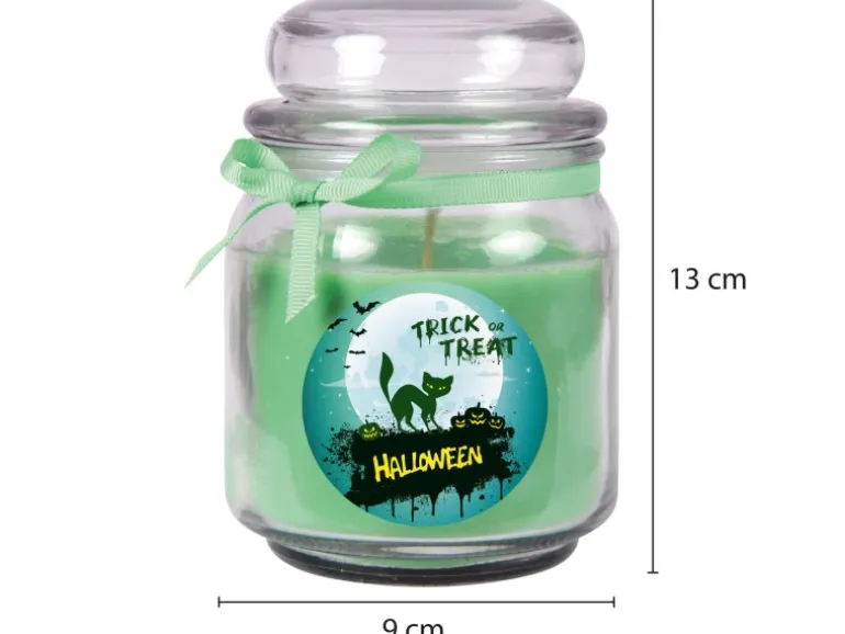 HS Candle Duftkerze & Glas Halloween Grün Bonbon 70h