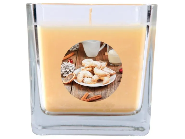HS Candle Duftkerze & Glas Weihnachten Creme Bonbon 50h