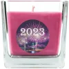 HS Candle Duftkerze & Glas Neujahr Lila Bonbon 50h