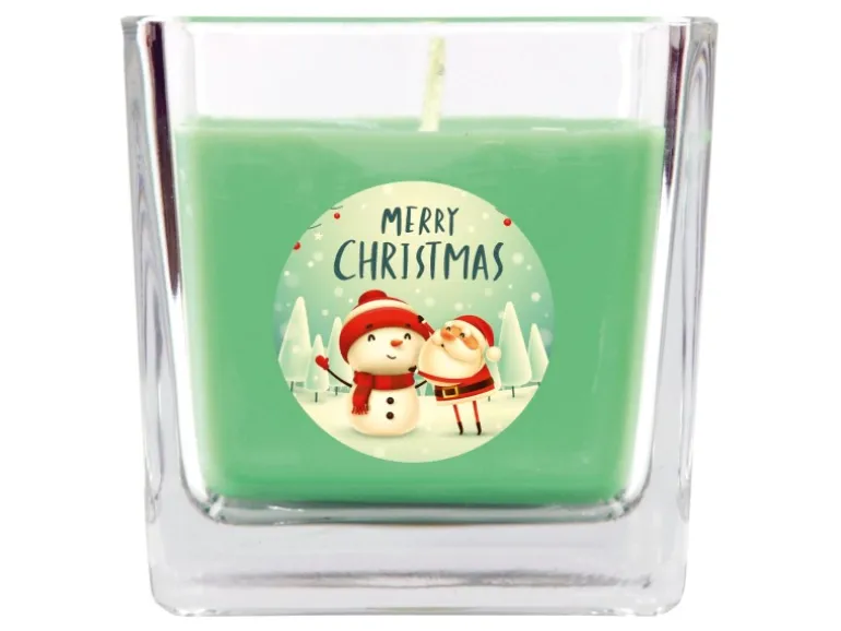HS Candle Duftkerze & Glas Weihnachten Grün Bonbon 50h