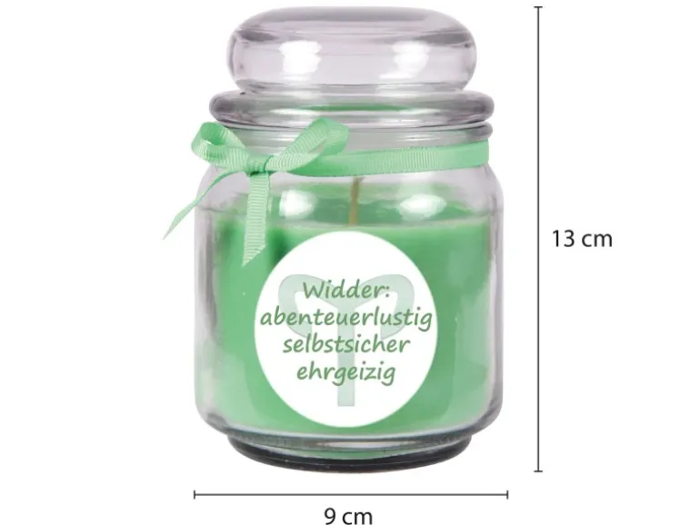HS Candle Duftkerze & Glas Sternzeichen Coconut Limes 70 Stunden Widder