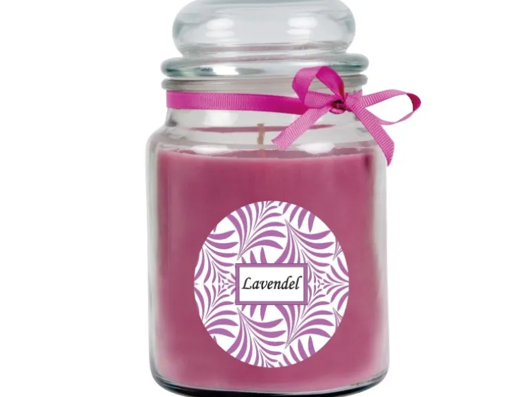 HS Candle Duftkerze & Glas Duft Schriftzug Bonbon Ø10 cm Lavendel