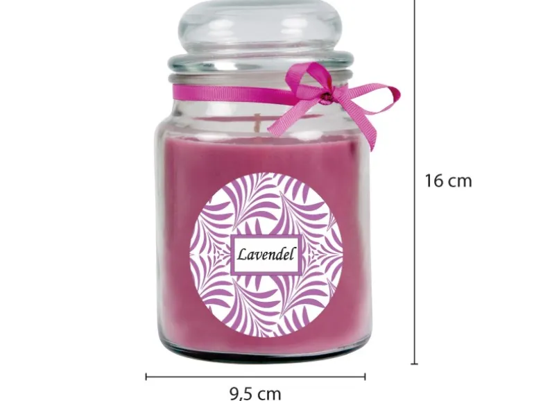 HS Candle Duftkerze & Glas Duft Schriftzug Bonbon Ø10 cm Lavendel