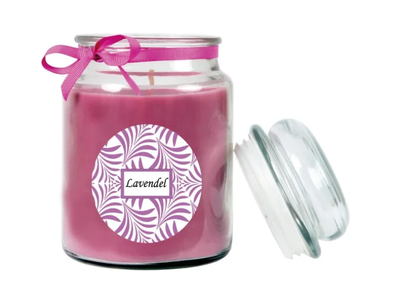 HS Candle Duftkerze & Glas Duft Schriftzug Bonbon Ø10 cm Lavendel