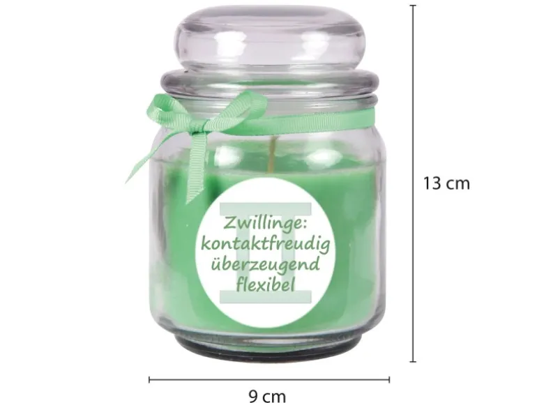 HS Candle Duftkerze & Glas Sternzeichen Coconut Limes 70 Stunden Zwillinge