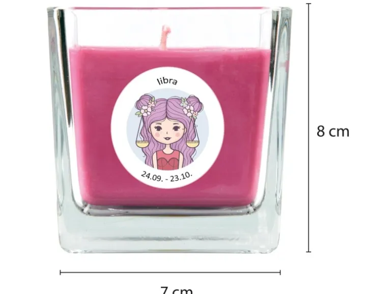HS Candle Duftkerze & Glas Sternzeichen Lavendel 50 Stunden Waage