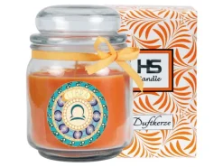 HS Candle Duftkerze & Glas Sternzeichen Honigmelone 70 Stunden Waage