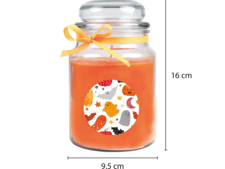 HS Candle Duftkerze & Glas Halloween Orange Bonbon 110h