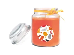 HS Candle Duftkerze & Glas Halloween Orange Bonbon 110h