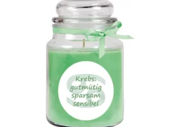 HS Candle Duftkerze & Glas Sternzeichen Coconut Limes 110 Stunden Krebs