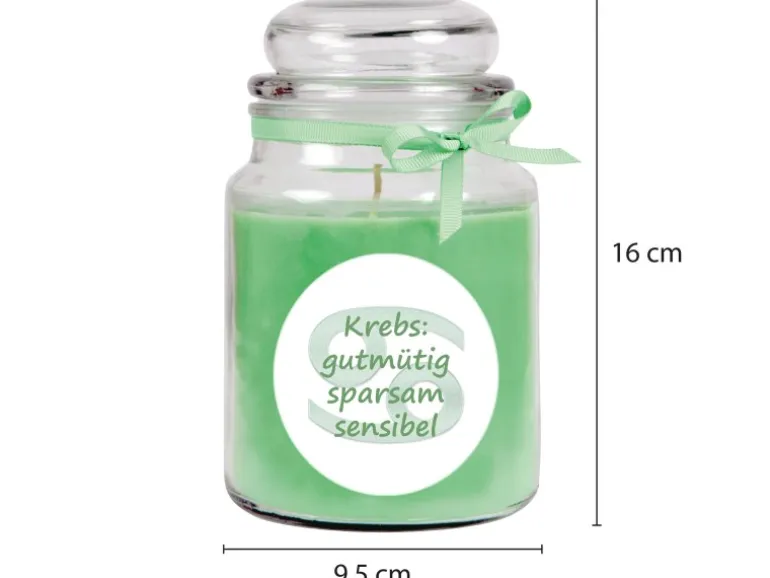 HS Candle Duftkerze & Glas Sternzeichen Coconut Limes 110 Stunden Krebs