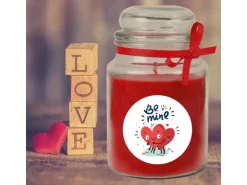 HS Candle Duftkerze & Glas Valentinstag Bonbon 110h Be Mine