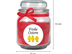 HS Candle Duftkerze & Glas Frohe Ostern Bonbon Ø9 cm Rose Küken