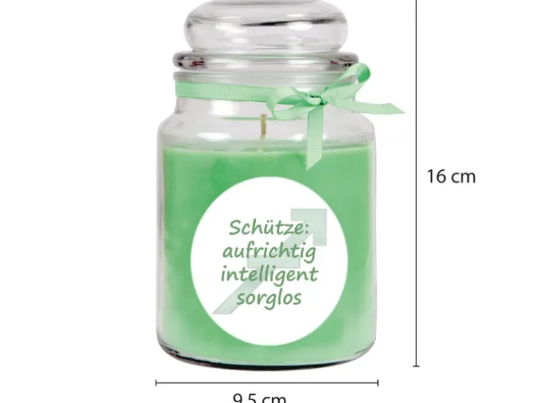 HS Candle Duftkerze & Glas Sternzeichen Coconut Limes 110 Stunden Schütze