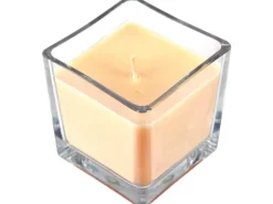 HS Candle Duftkerze & Glas Ostern Creme Viereck 50h Happy Easter Blumen
