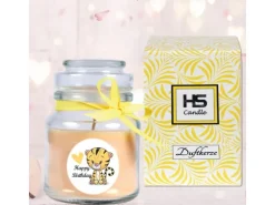 HS Candle Duftkerze & Glas Happy Birthday Bonbon Vanille Tiger