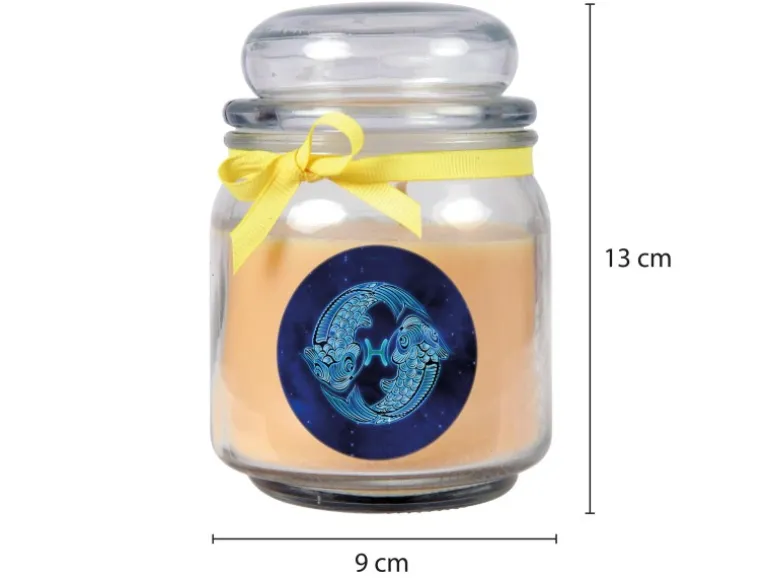 HS Candle Duftkerze & Glas Sternzeichen Vanille 70 Stunden Fische