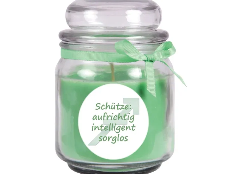 HS Candle Duftkerze & Glas Sternzeichen Coconut Limes 70 Stunden Schütze