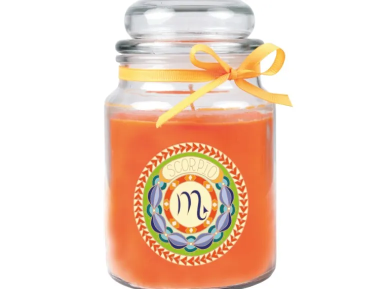 HS Candle Duftkerze & Glas Sternzeichen Honigmelone 110 Stunden Skorpion