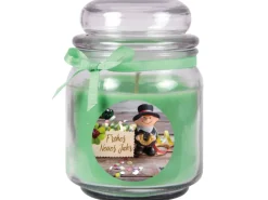 HS Candle Duftkerze & Glas Neujahr Grün Bonbon 70h