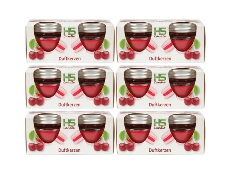 HS Candle Duftkerze Macaron Kerzen 12er Pack Cherry