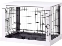 Hundebox Indoor mit Tischoberfläche 83 x 55 x 59 cm Weiß