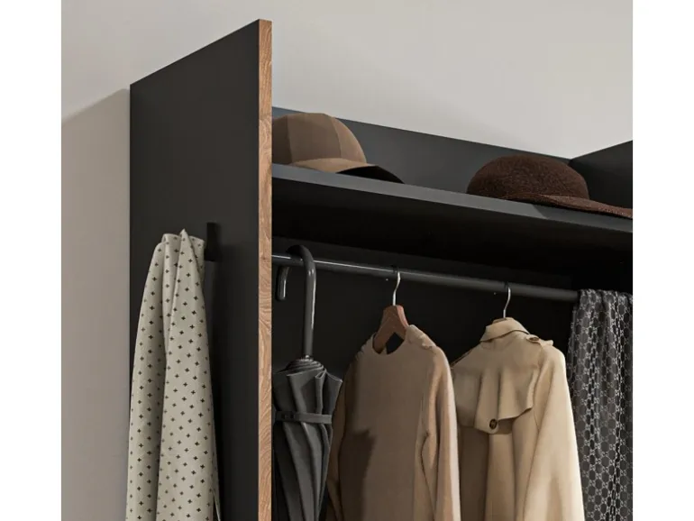Inn.Furn Garderobe Salud in Grau und Nox Eiche 70 x 189 cm Salud