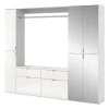 Inn.Furn Garderoben-Set 4-teilig Weiß Hochglanz 212 cm mit Spiegel SystemX