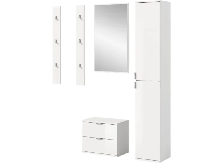 Inn.Furn Garderoben-Set 5-teilig in Weiß Hochglanz 153 cm SystemX