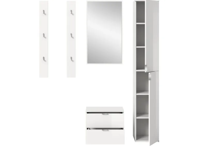 Inn.Furn Garderoben-Set 5-teilig in Weiß Hochglanz 153 cm SystemX