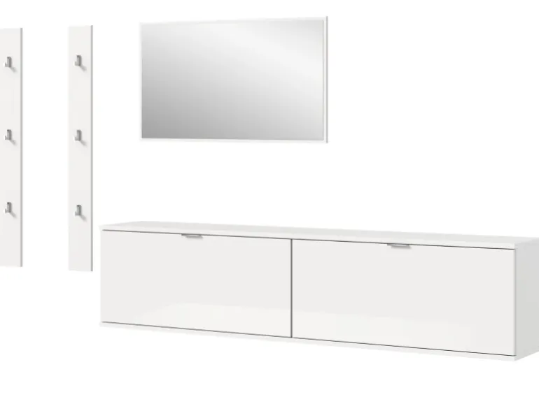 Inn.Furn Garderoben-Set 5-teilig in Weiß Hochglanz 238 cm SystemX