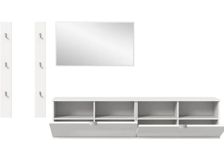 Inn.Furn Garderoben-Set 5-teilig in Weiß Hochglanz 238 cm SystemX
