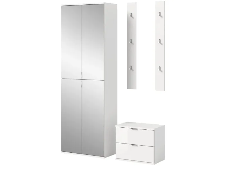 Inn.Furn Garderoben-Set 4-teilig in Weiß Hochglanz 128 cm SystemX